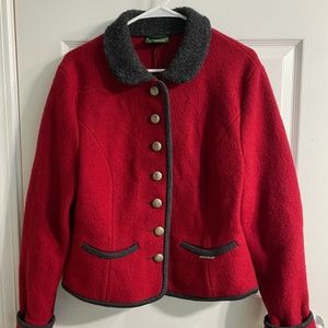 Red Wool Blazer with Gray Accents